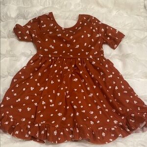 Floral Kids Dress in Rust